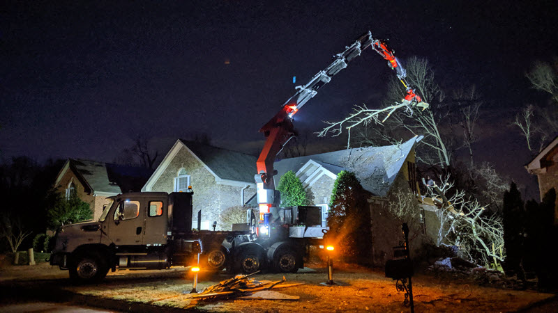Removing a fallen tree in Nashville in March 2020